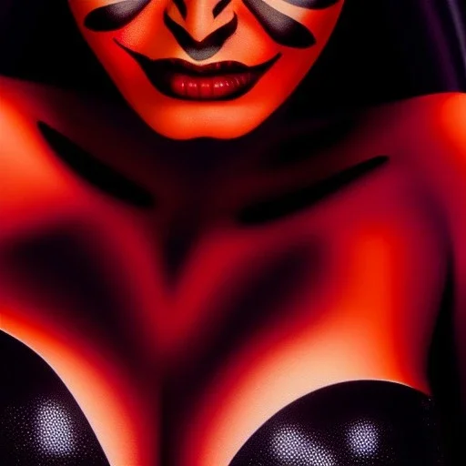 Ultra detailed fullbody Portrait in oil on canvas of busty ana de armas as female Darth Maul,wearing a skintight suit, extremely detailed digital painting,extremely detailed face,crystal clear Big eyes, mystical colors ,perfectly centered image, perfect composition, rim light, beautiful lighting,masterpiece,8k, stunning scene, raytracing, anatomically correct, in the style of Wizyakuza and robert e howard and InHyuk Lee and Ohrai Noriyoshi and Simon Bisley.