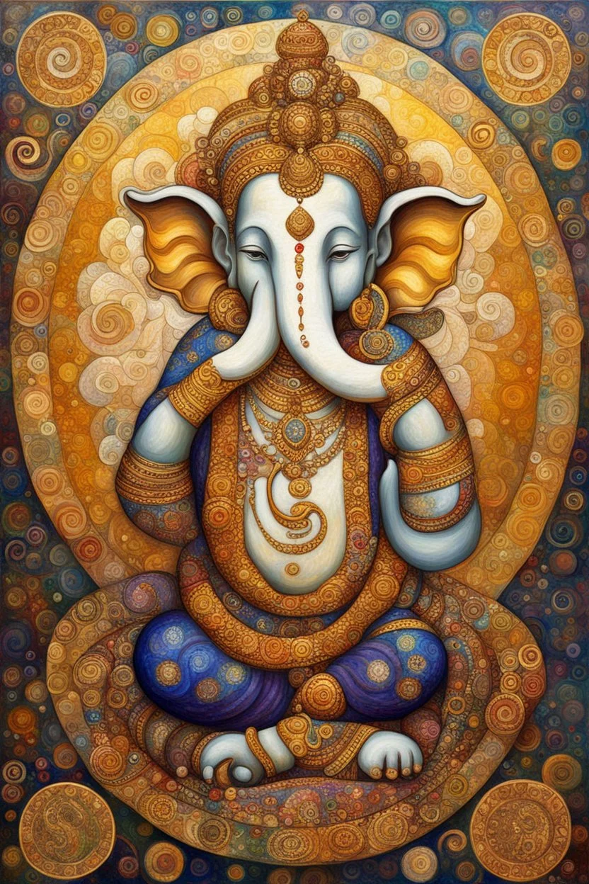 Om Ganesha, painting style of Gustav Klimt