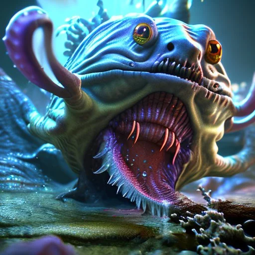 fluid ink angler fish creature, unreal engine 5, 8k resolution, photorealistic, ultra detailed