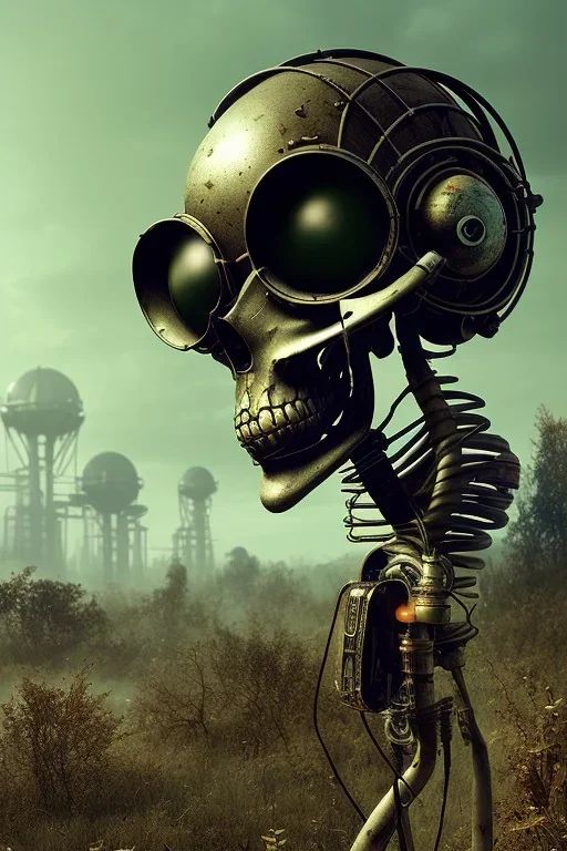 gaspunk skeletion cowbow,post-apocalytic setting, volumetric lighting, particals, intricate detail,realistc, close up