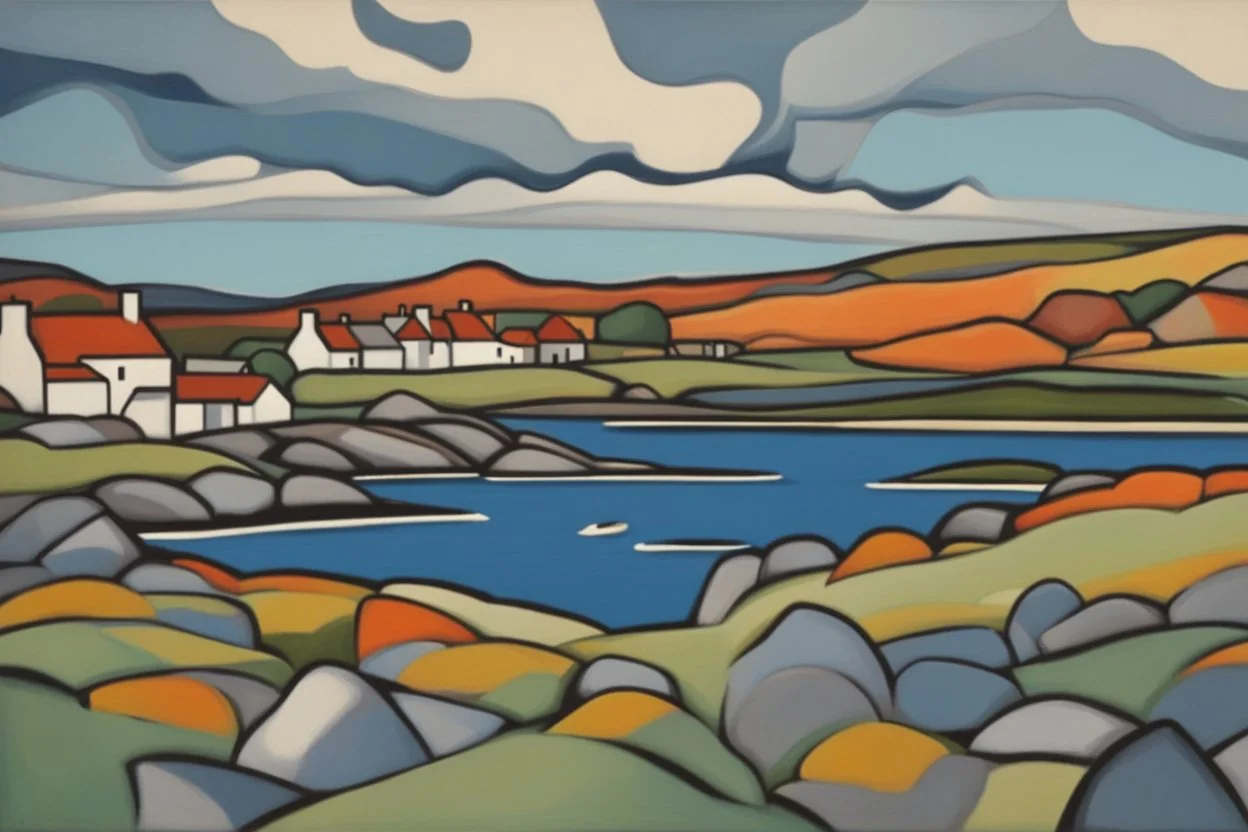 abstract landscape of iona in the style of the Scottish colourists
