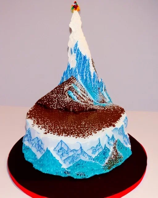 Matterhorn model made of chocolate cake and sprinkles