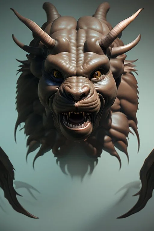 Ogre Manticore hybrid, highly detailed, art stations, concept art, smooth, unreal engine 5, god rays, ray tracing, RTX, lumen lighting, ultra detail, volumetric lighting, 3d, finely drawn, high definition, high resolution, gradient background