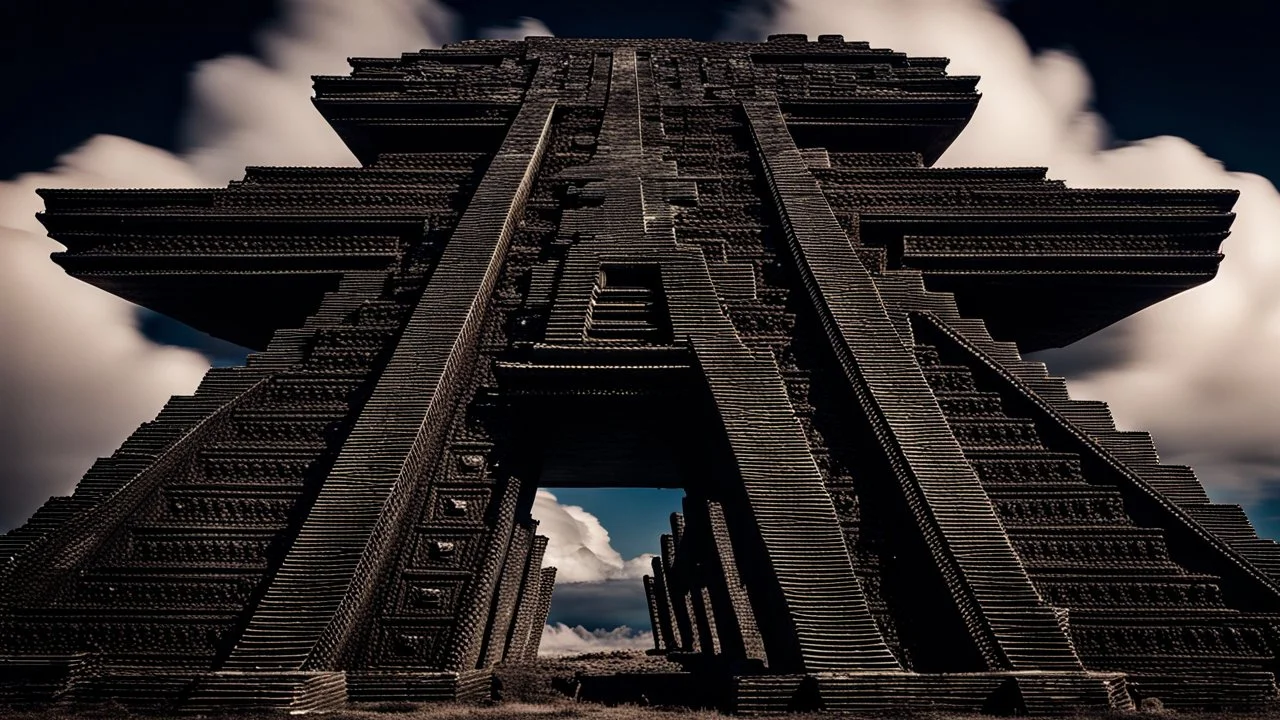 incredible geometry giant aztec crystal building over the clouds