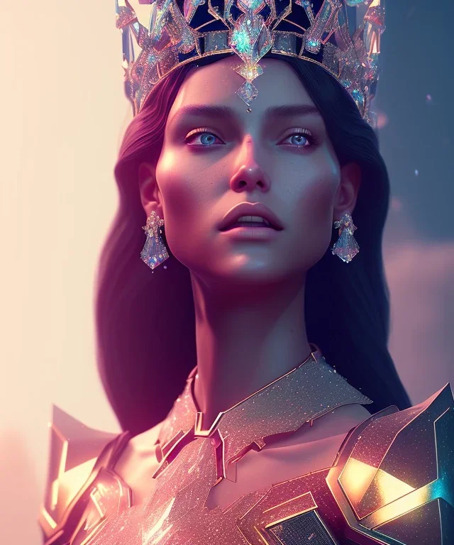 A portrait of a crystalised queen, atmospheric, realistic, unreal engine, cinematic lighting, octane render.