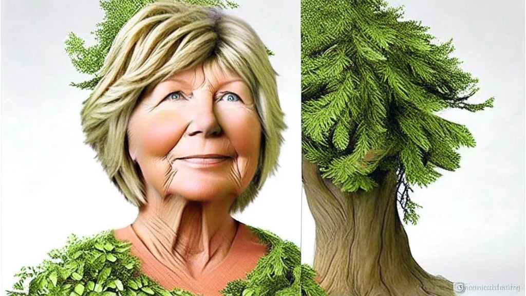 hybrid of human that looks like martha stewart half tree