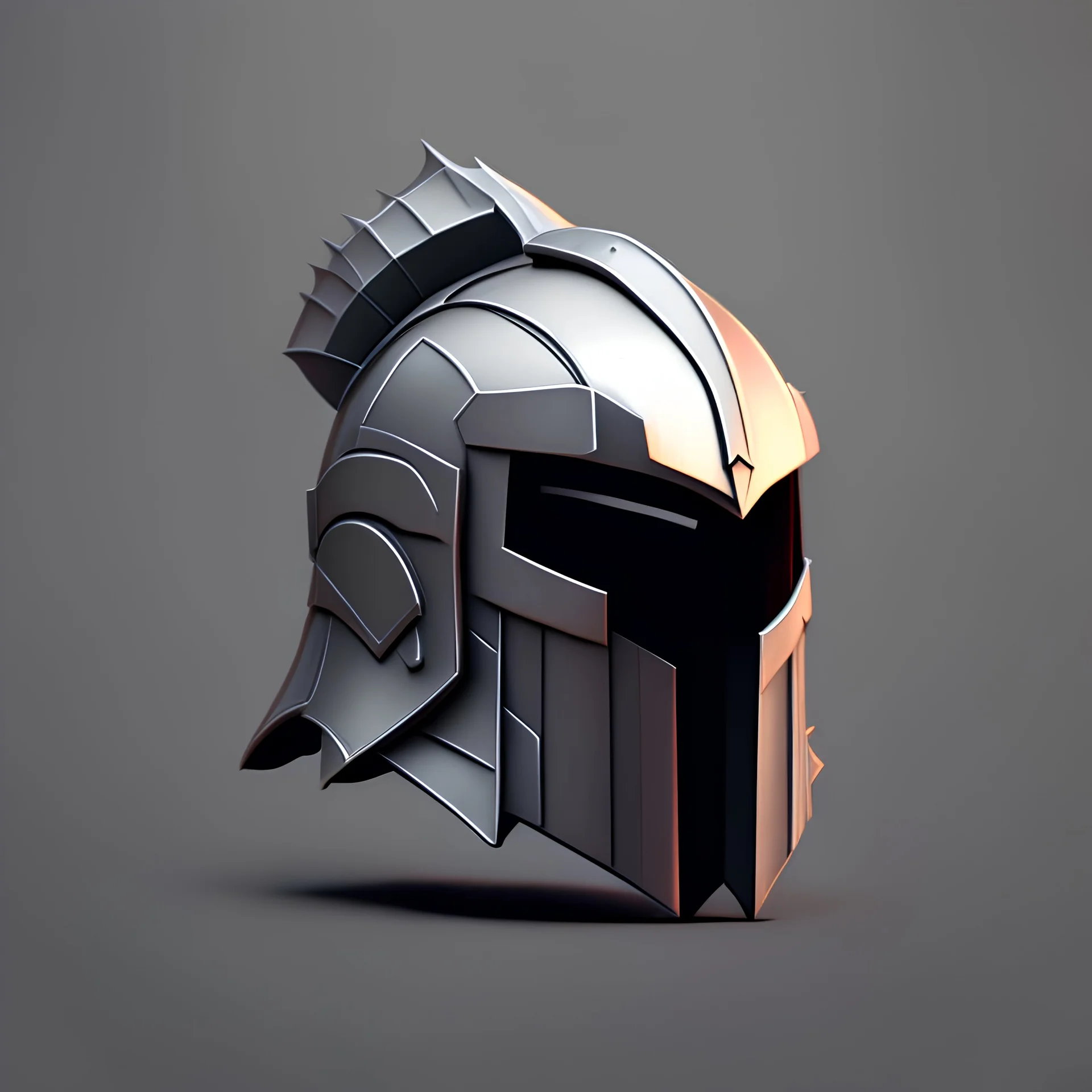 hero knight helmet, detailed, pixel style, plain grey background, contrasting bg, epic cinematic, burnign