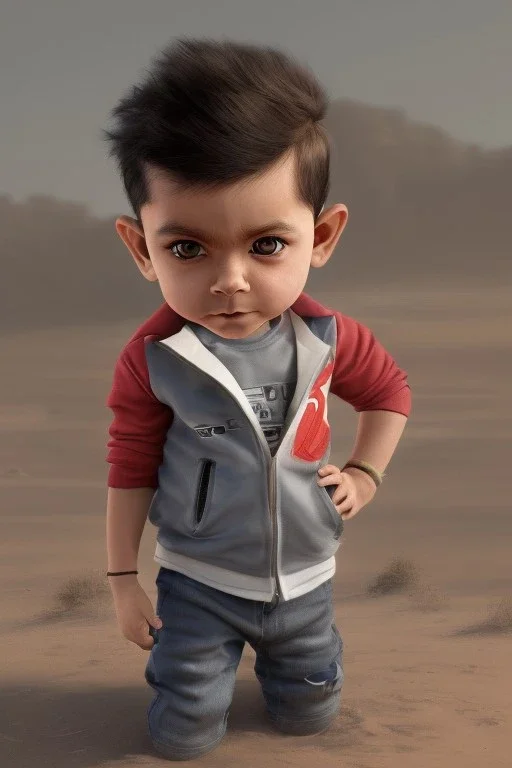 Virat Kohli toddler, dramatic lighting, hyper-realistic, full body, delorean