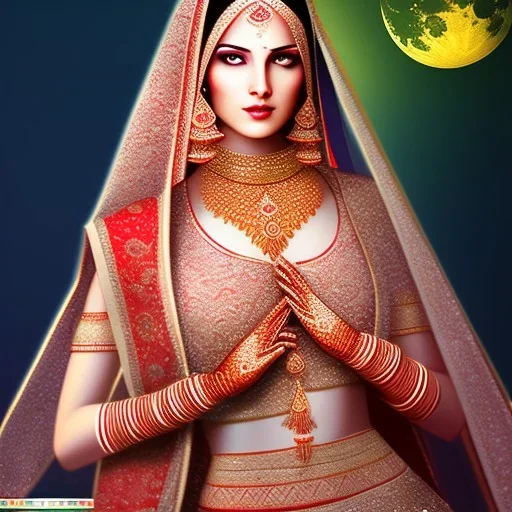 Panjabi beautiful bride on moon