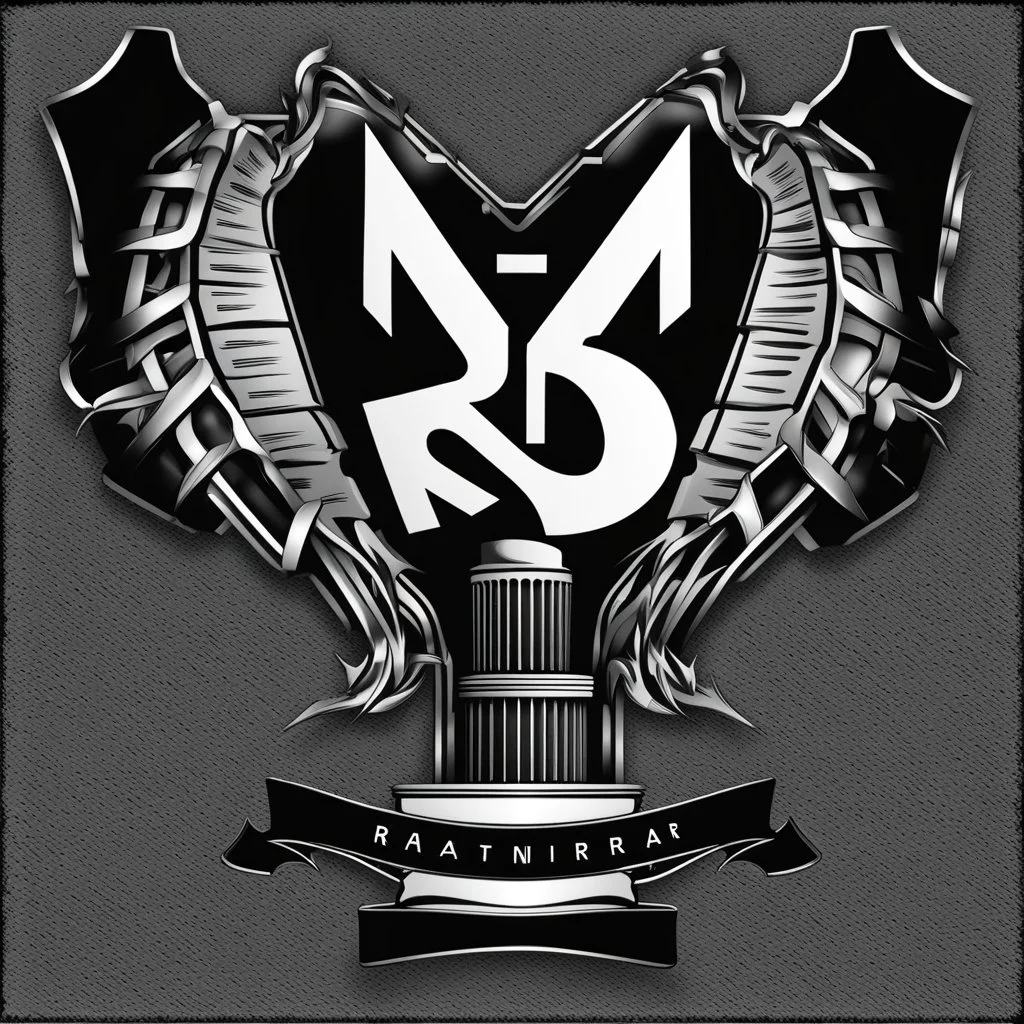 logo with the letter R end N, black and white