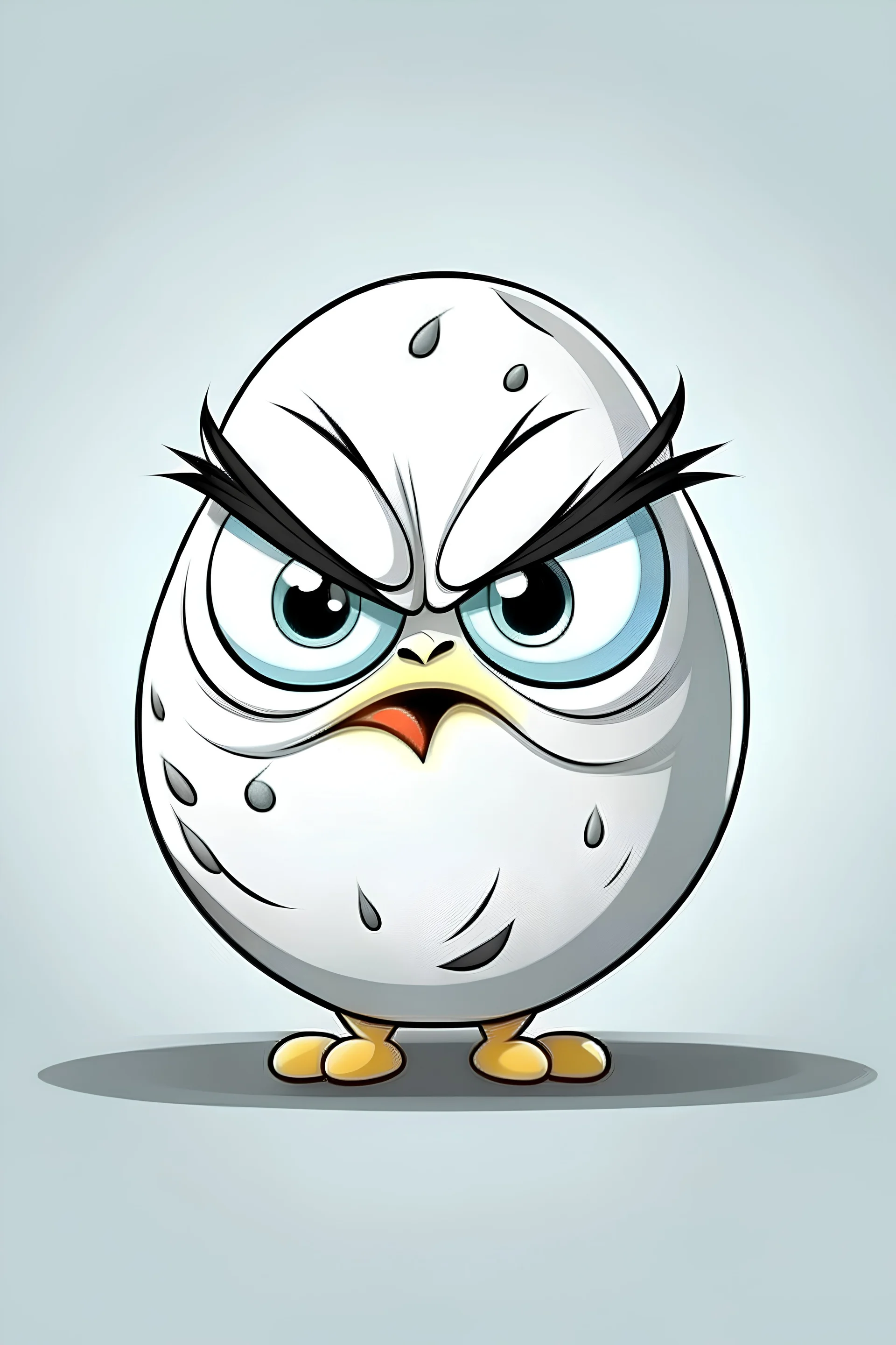 white egg character, very angry, early cartoon style