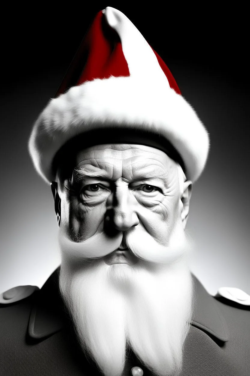 Adolf Hitler with a white beard and Santa hat