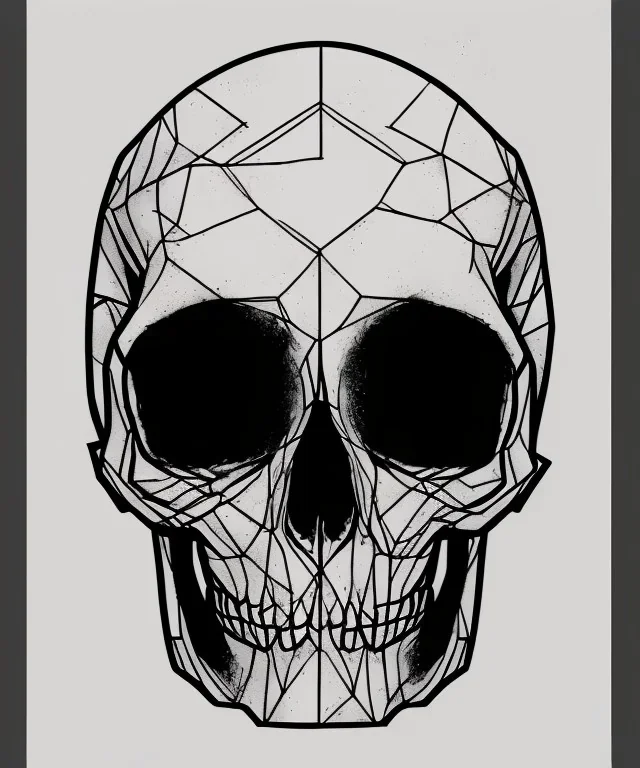 minimal lineart skull. acrylic and ink