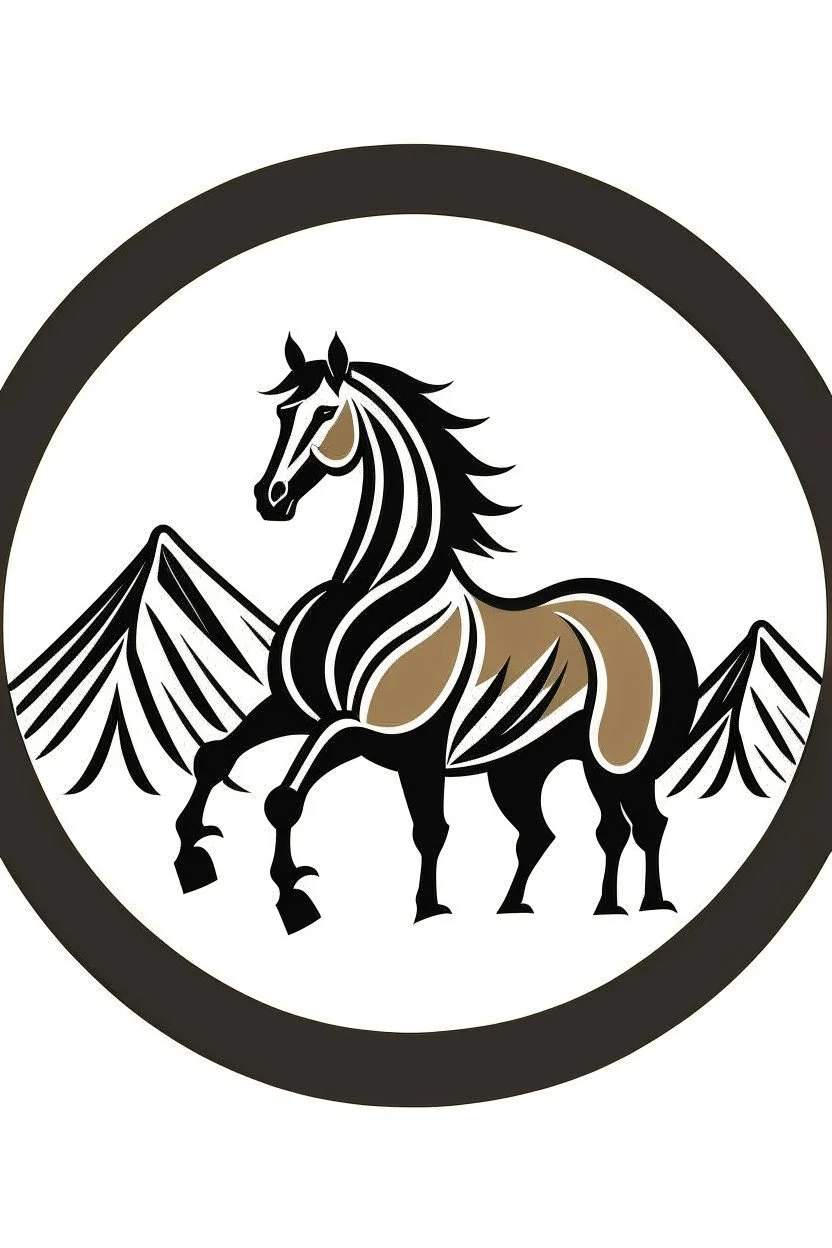 Horse and mountain range graphic logo