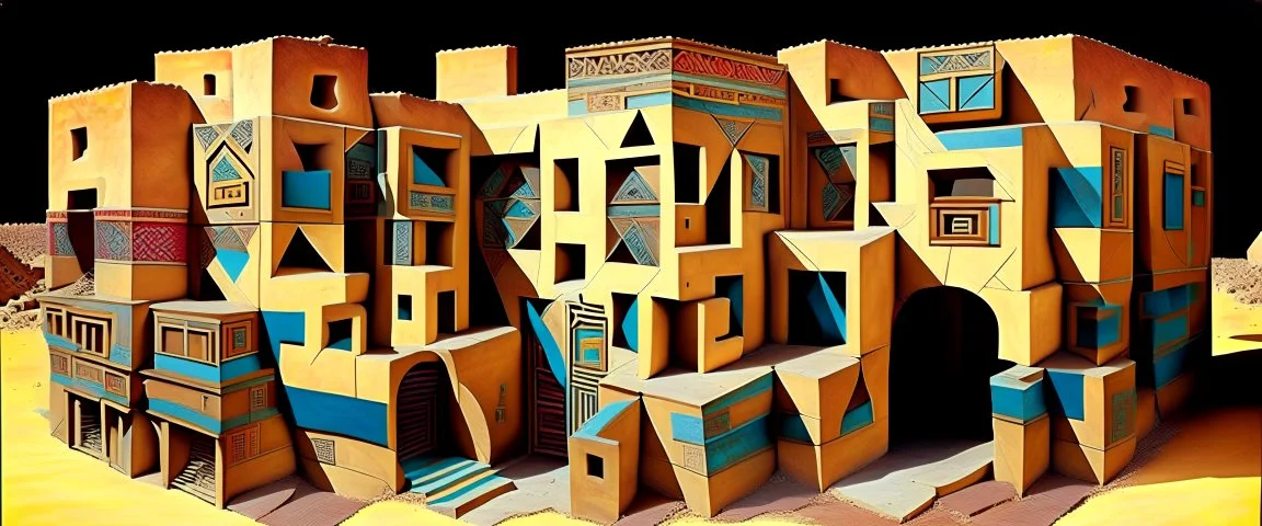 antieuclidian geometry Pueblo jeweled building