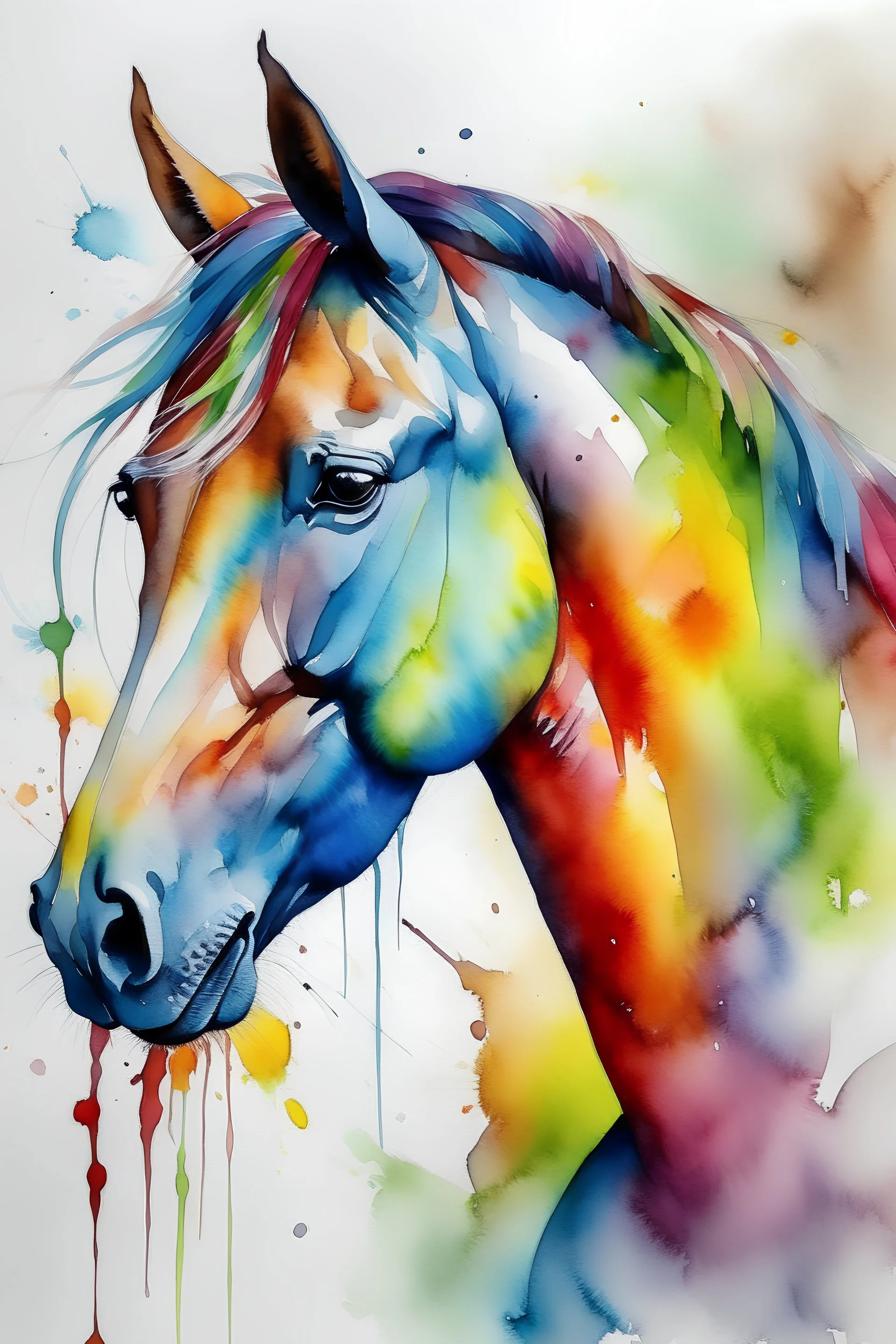 horse watercolour rainbow image