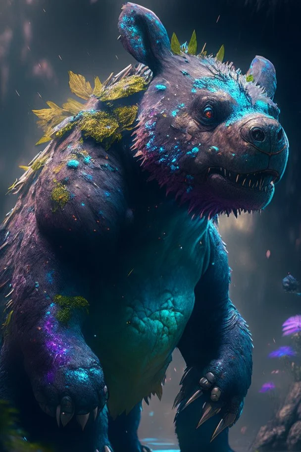 Bear dinosaur bunny alien,FHD, detailed matte painting, deep color, fantastical, intricate detail, splash screen, complementary colors, fantasy concept art, 32k resolution trending on Artstation Unreal Engine 5