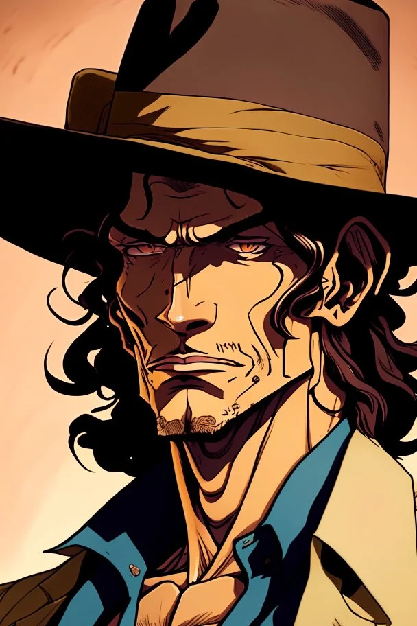 A comic portrait of Rob Lucci, from One Piece anime