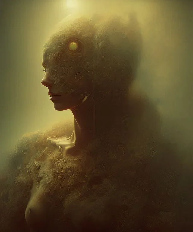 woman, photographer. oil on canvas, volumetric lighting, beksinski