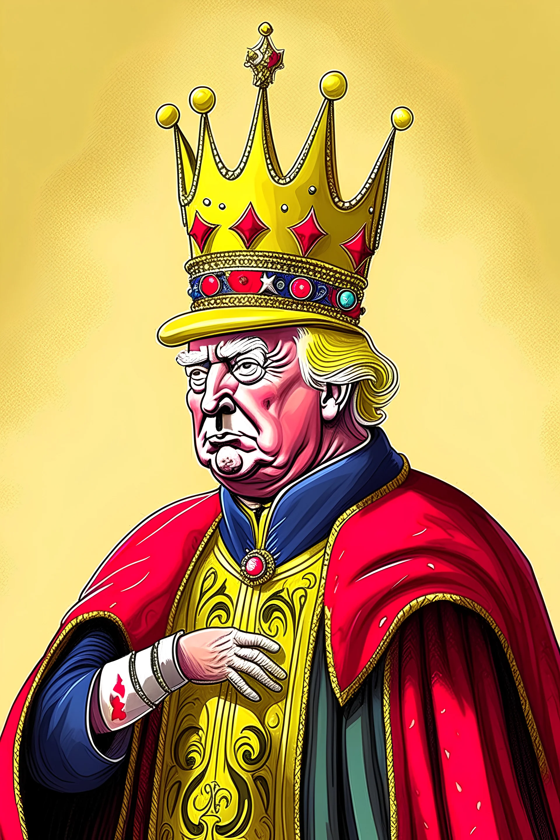 create a detailed illustration of donald trump as a court jester