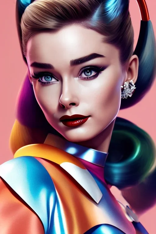 Audrey Hepburn as Harley Quinn Photorealistic dramatic hyperrealistic criyng clown paint ,Crystal black eyes, elegant, by WLOP,Artgerm,Greg Rutkowski, Beautiful dynamic,shadows,Artstation,concept design art,Octane render,8K