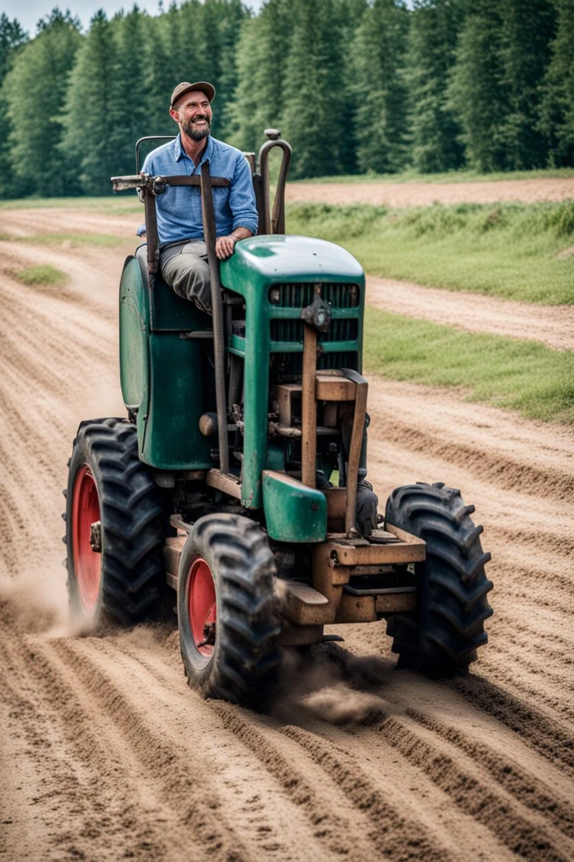 Driving a tractor with only one wheel