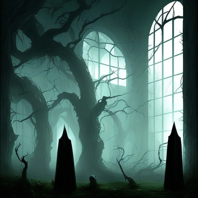 Tall thin Creepy Dark black figure scratching the outer window pering inside,horror , dark fantasy