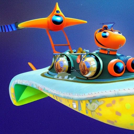 mix between the captain nemo submarine and wacky race toons