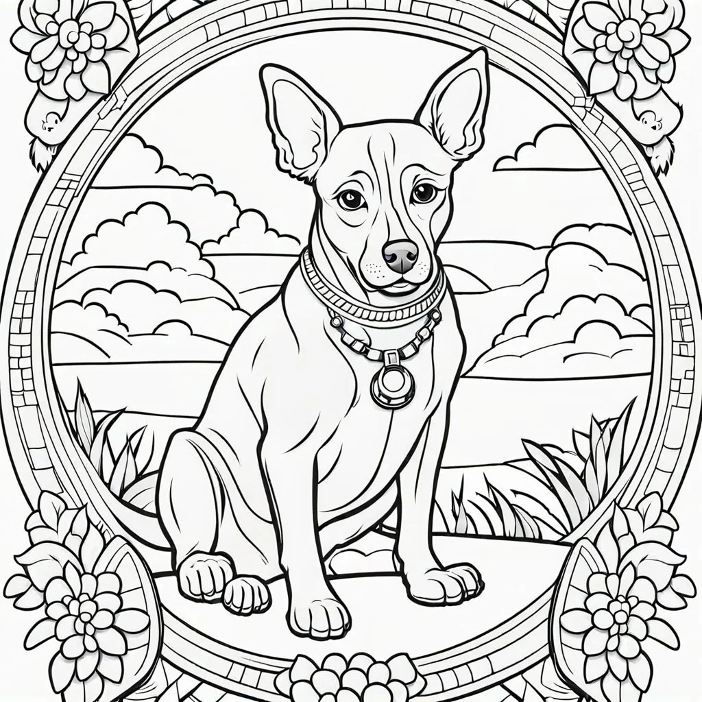 coloring book page of a dog