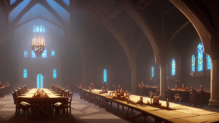 vaulted dining hall of the medieval castle