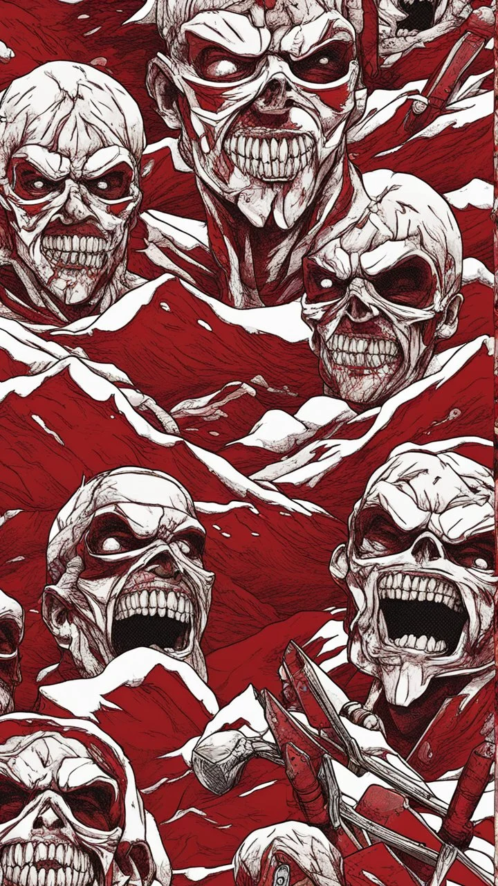 brutal attack on titan red colos pattern for snowboard