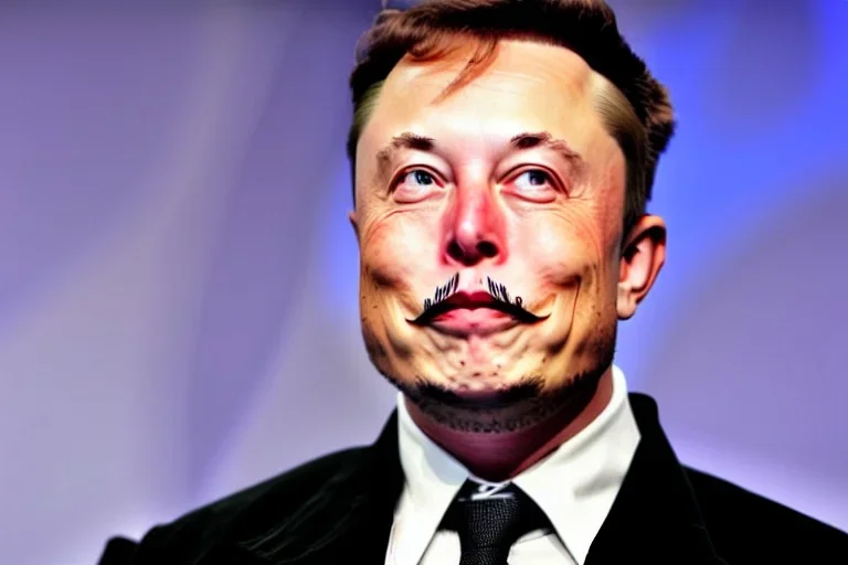 elon musk with hitler moustache