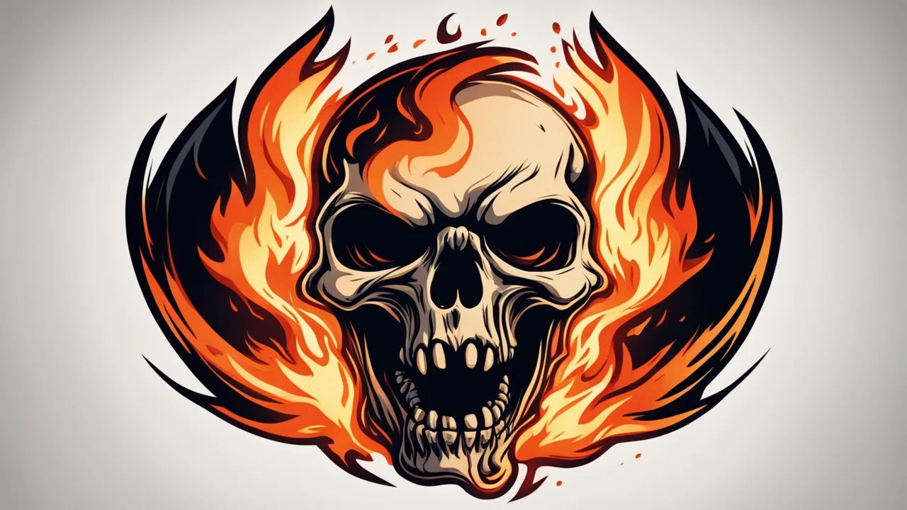 screaming burning skull logo