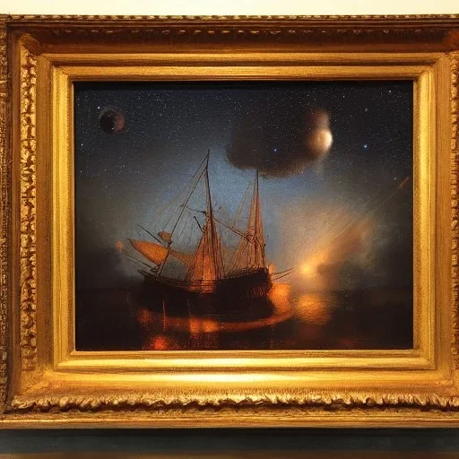 Rembrandt, stars, planets, ships, space