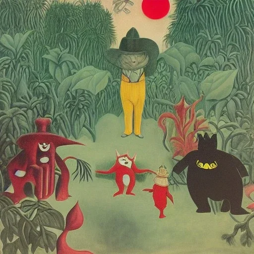 mix with batman and tardigrade by henri rousseau and dr seuss