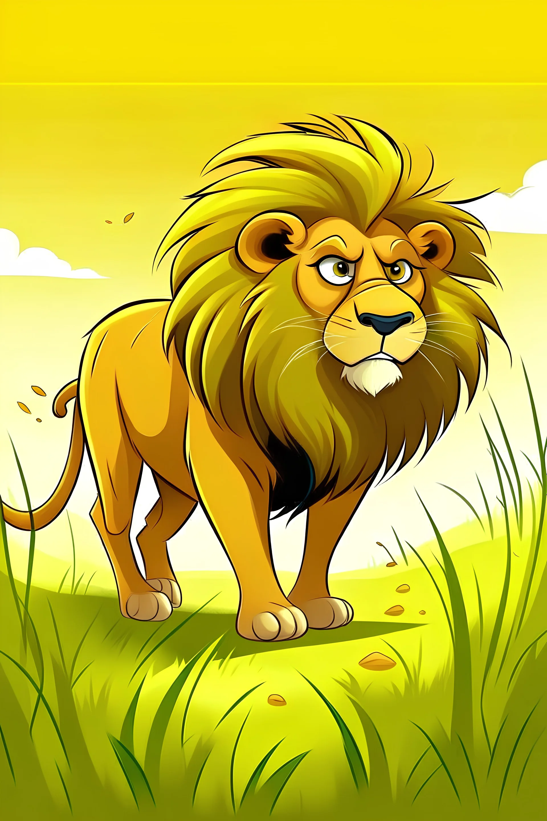 Cartoon pictures of a lion stalking its prey