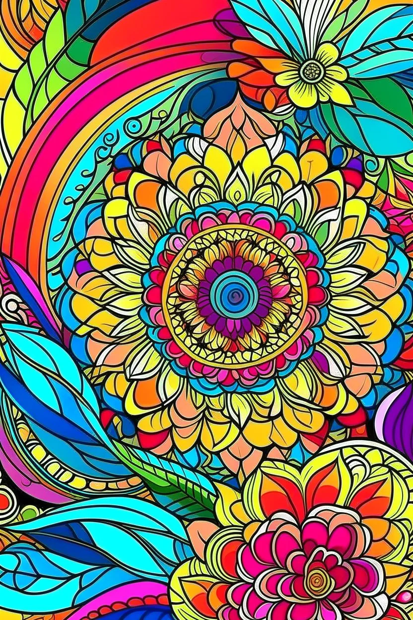 amazing mandala , colorful backwornd, adult book cover