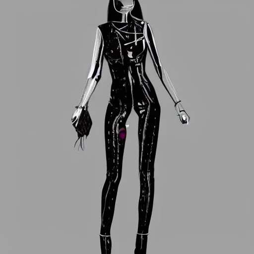 Full body portrait, painting, medium shot lady CyberFashion