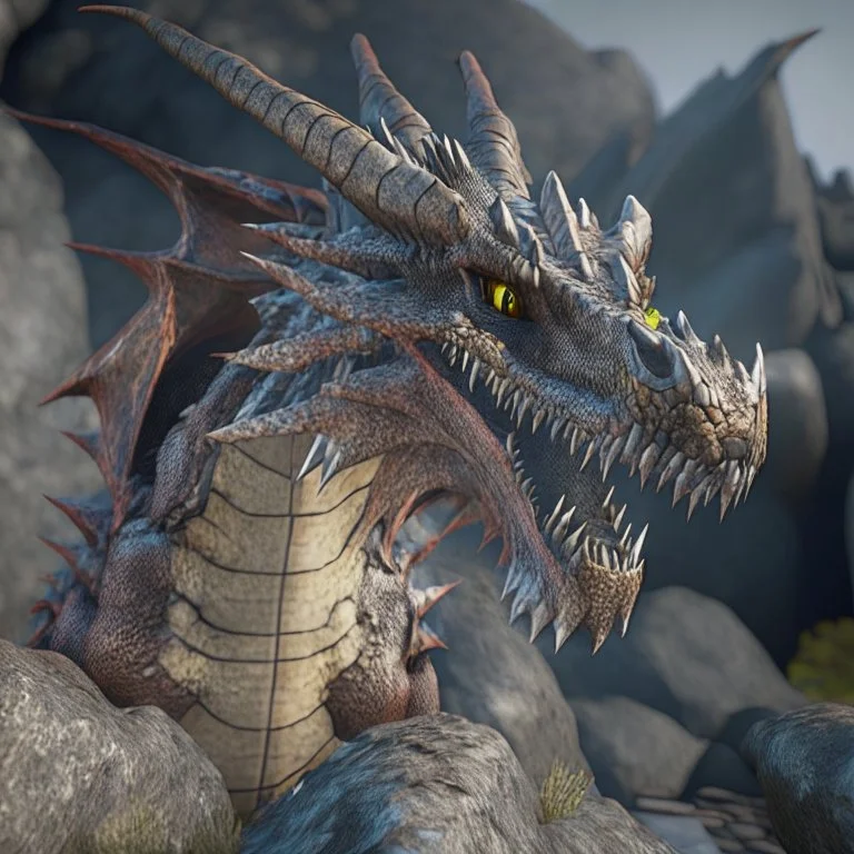 rock dragon, unreal engine 5, 8k resolution, photorealistic, ultra detailed