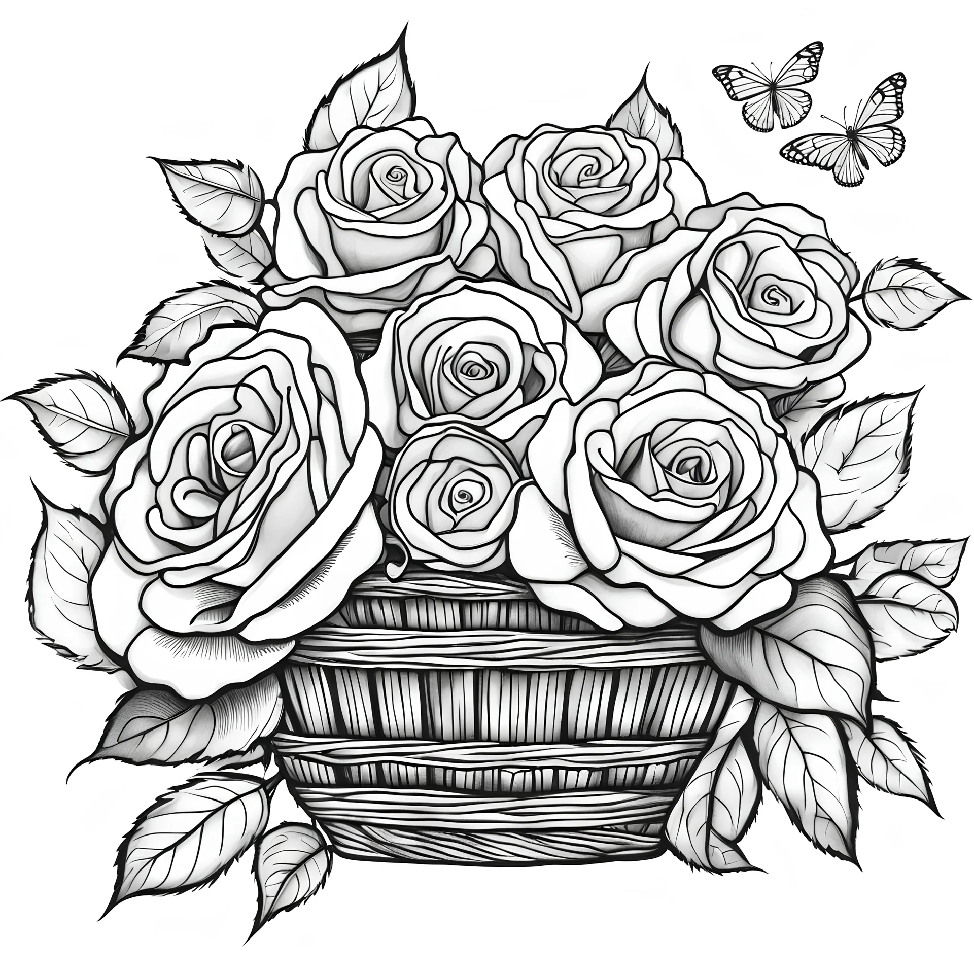 Imagine prompt: b/w outline art for kids book coloring page,Roses and Thorns-themed, coloring pages,Bicycle with a rose and thorn basket,black lines to be bold and clear, cartoon style, kids style, sketch style,line art, fine art, sketchbook,full body ((((white background))))),only use outline,refined catchy,realistic photo,plain sketchy,Disney style,thick lines, high detail,no black background,white background,no shading--ar- 8.5 x 11