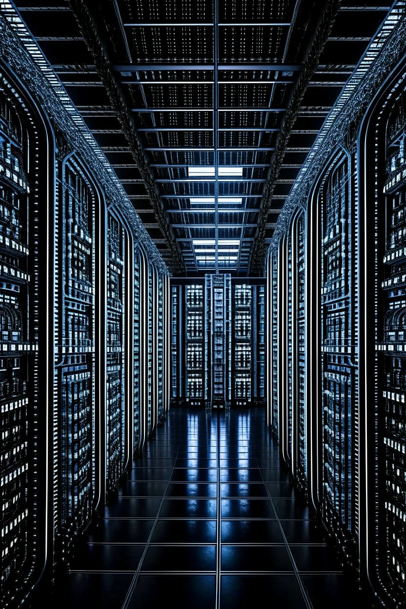 Hyper realistic image of an evil supercomputer like skynet