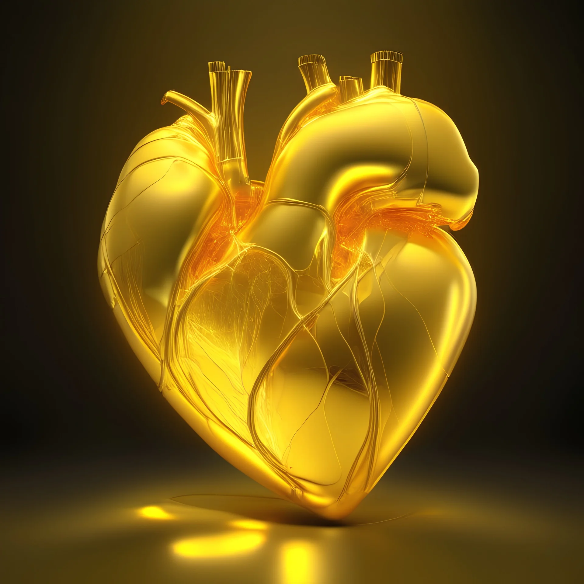 electric heart with translucent golden cloth