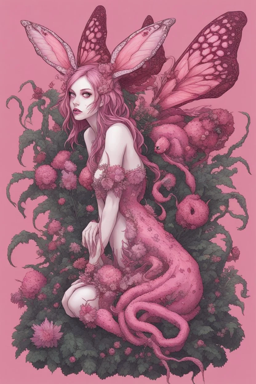 8bits, pixel art, butterfly, highly detailed, pink, rabbit, blood, scythe, goth woman, leaning pose, full body, squid, intricate detail , plants, wildflower, nest, octopus, fly,Demon girl, creepy, horrifying, sinister, sparks out her mind, fullbody, rare pose, terrario with universe in, high lighting, intricate,sparks around,enchanted girl with cyberkatana,darkred slime Goth girl,