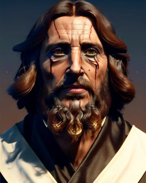 "Jesus, mysterious Kenku male, bird, full-scale head and shoulders portrait, 8k resolution concept art portrait by Greg Rutkowski, Artgerm, WLOP, Alphonse Mucha dynamic lighting hyperdetailed intricately detailed Splash art trending on Artstation triadic colors Unreal Engine 5 volumetric lighting Splash art fantasy"