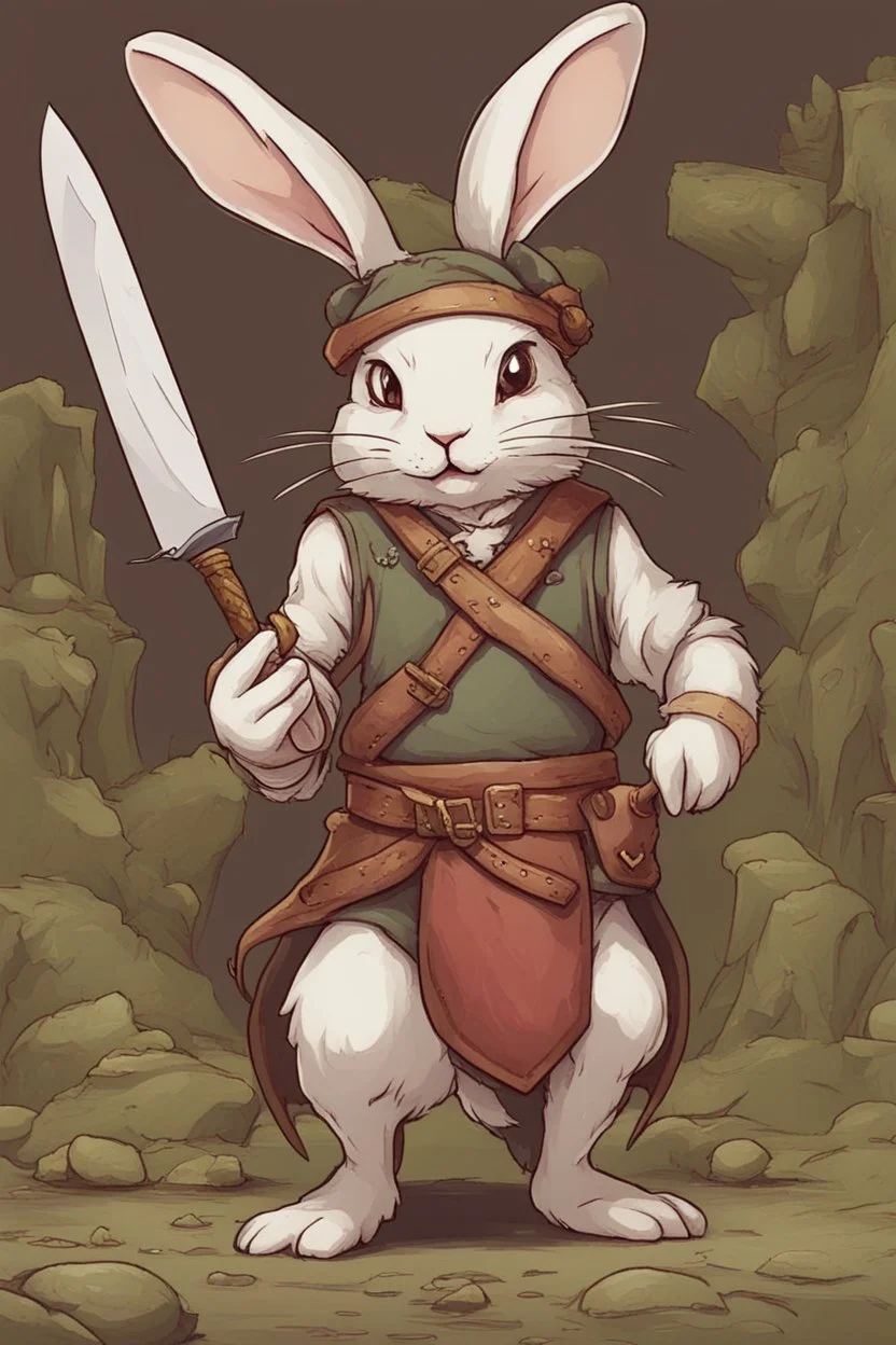 holy bunny with cooking knife dnd art adventurer