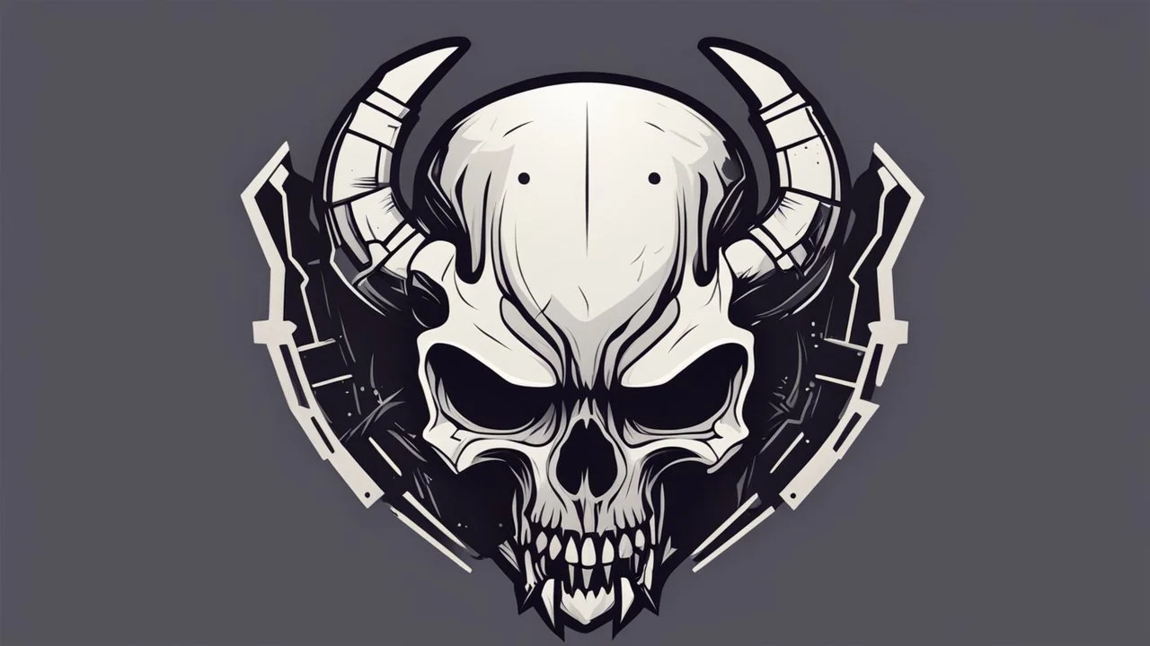 Demon skull logo minimalistic cyberpunk