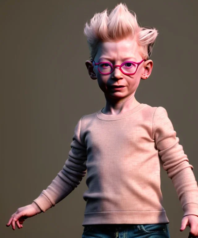 Tilda swinton toddler, full body, dramatic lighting, hyper realistic