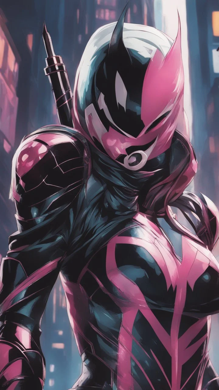 A close picture to Mix between gwenpool and symbiote, intricate details, highly detailedin in solo leveling shadow art style