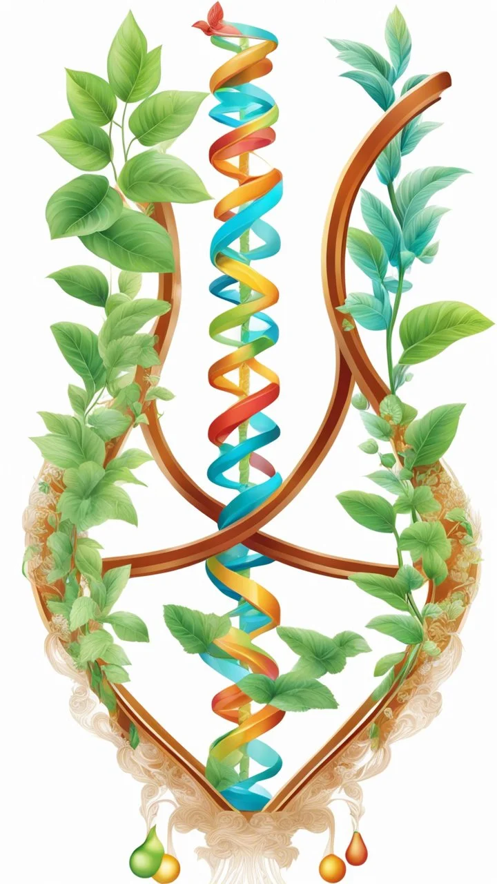 Color Logo DNA around it plants, white background, intricate details, highly detailed, high details, detailed portrait, masterpiece,ultra detailed, ultra quality