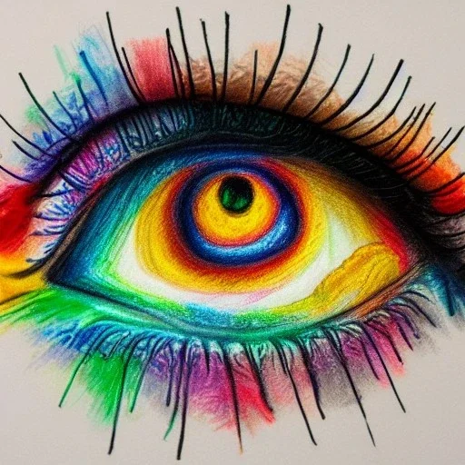 melted crayon drawing of rainbow eye with jewel as iris, 8k resolution, high-quality, fine-detail, muted colors,intricate, digital art, detailed matte, volumetric lighting, illustration, octane render